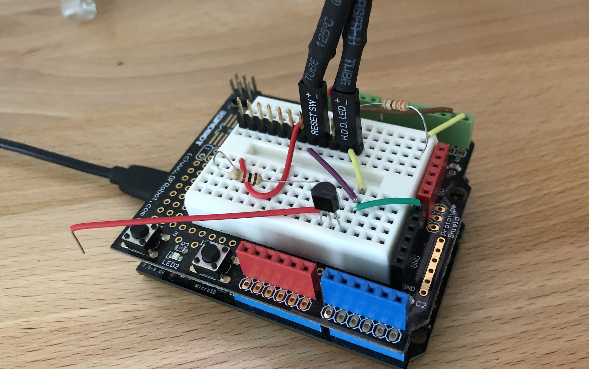 Netduino rigged with a breadboard hat